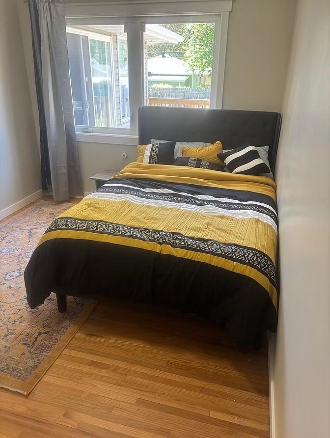 Private bedroom with yellow bedding